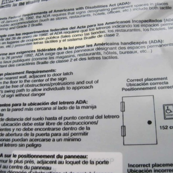 MEN & WOMEN SET 6 x 9" ADA Braille Restroom Sign Self Stick Tactile Hillman Cole - Picture 6 of 9